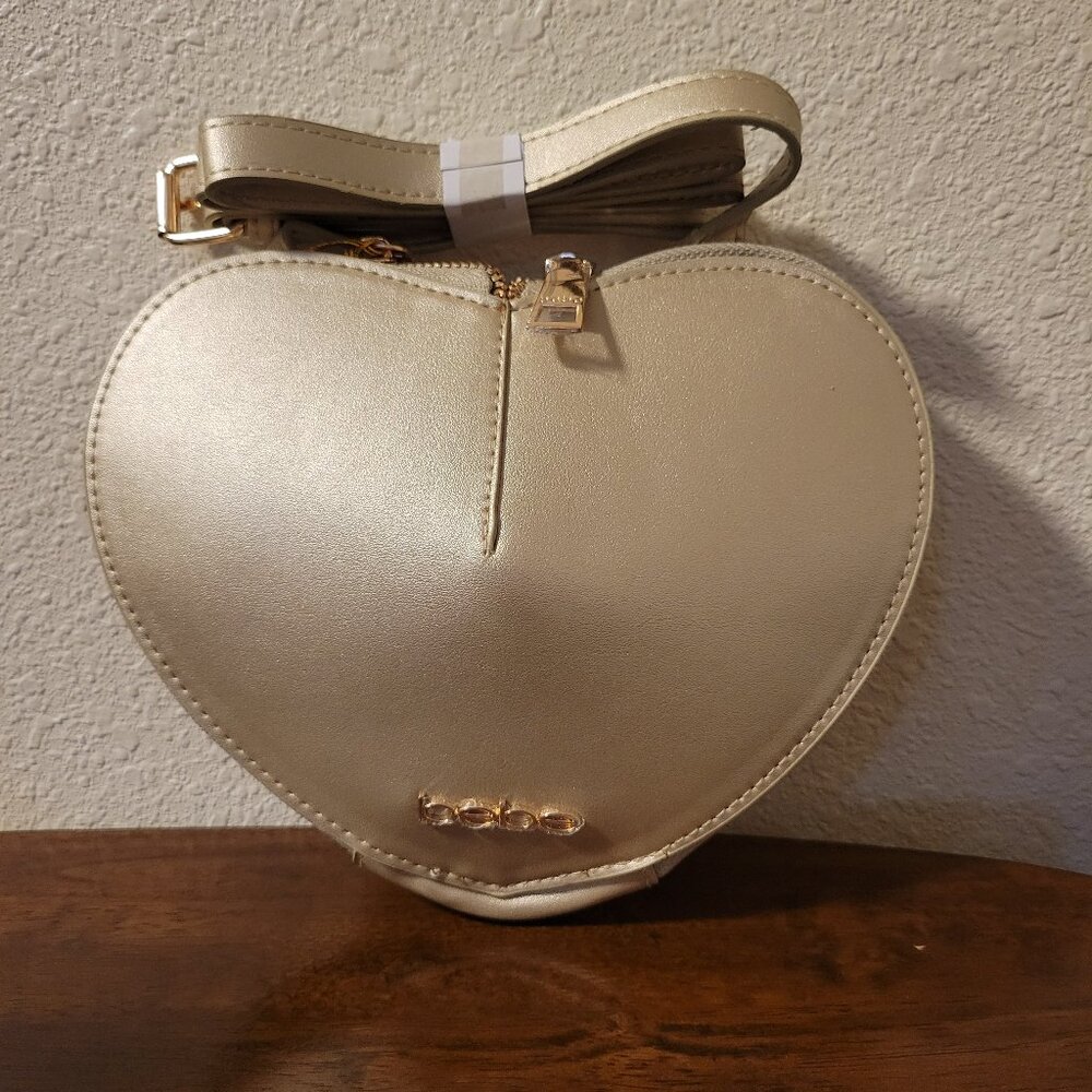 NWT Bebe Heart Purse in Gold